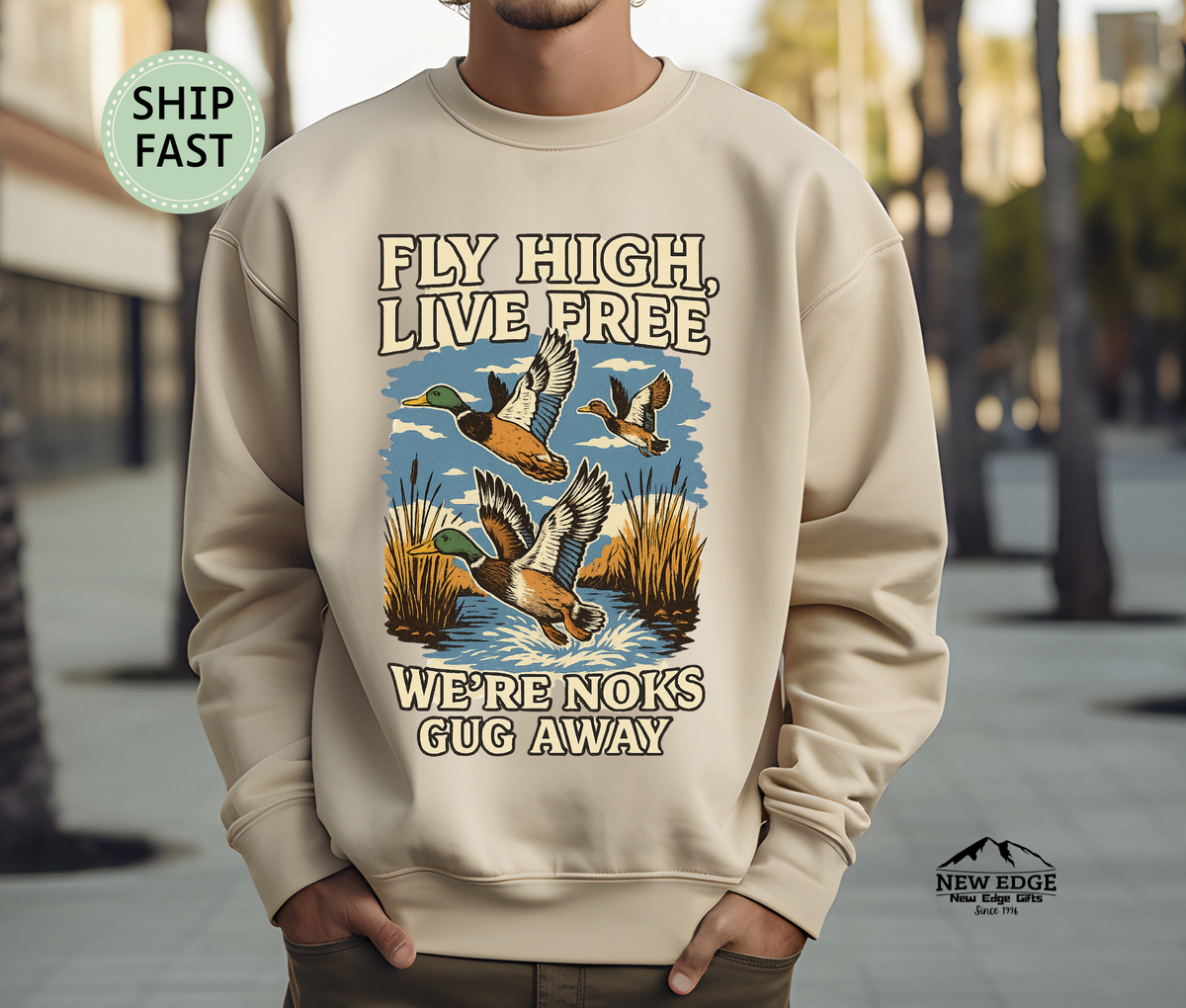 Fly High Live Free Inspirational Quote Retro Unisex Sweatshirt