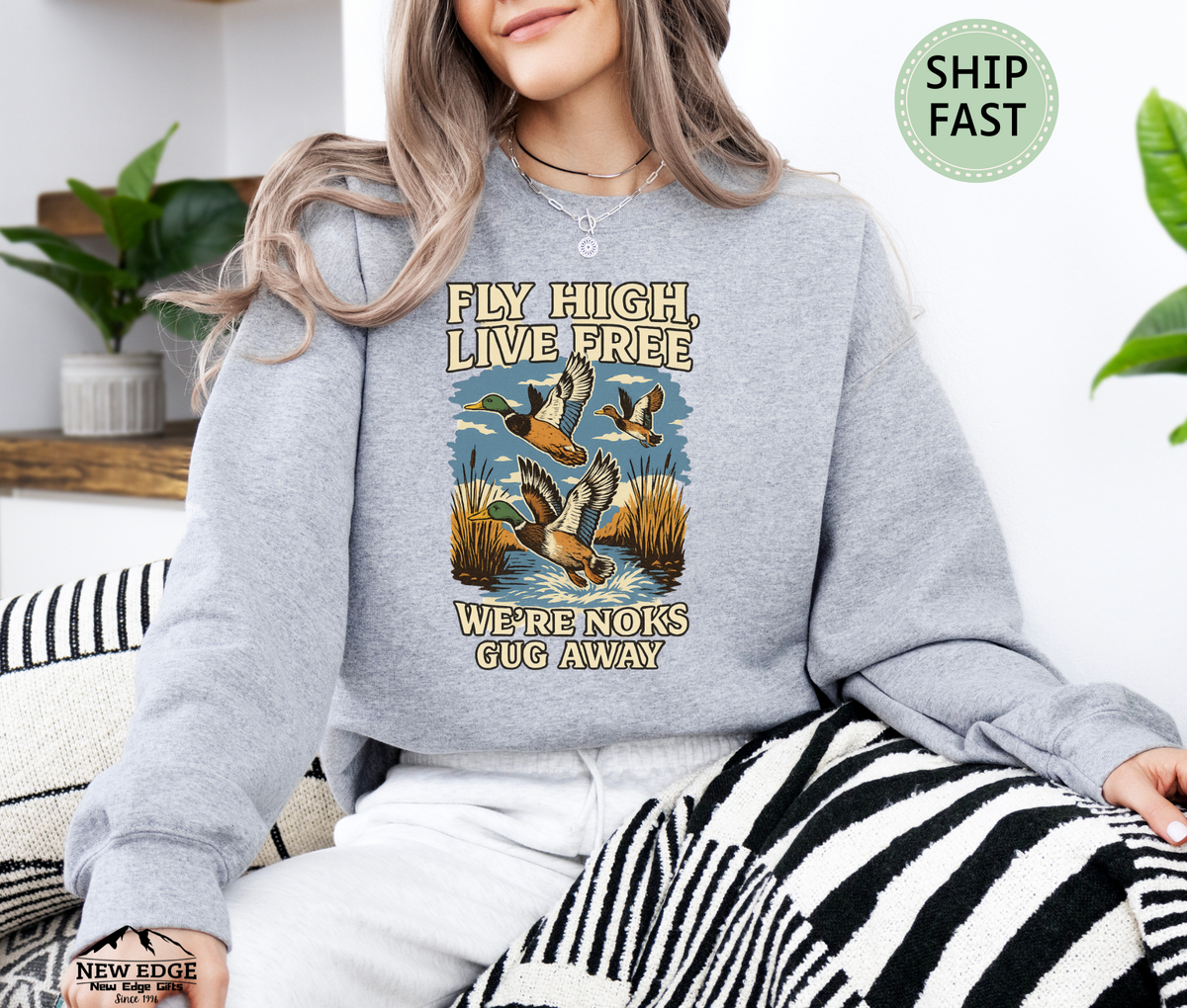 Fly High Live Free Inspirational Quote Retro Unisex Sweatshirt