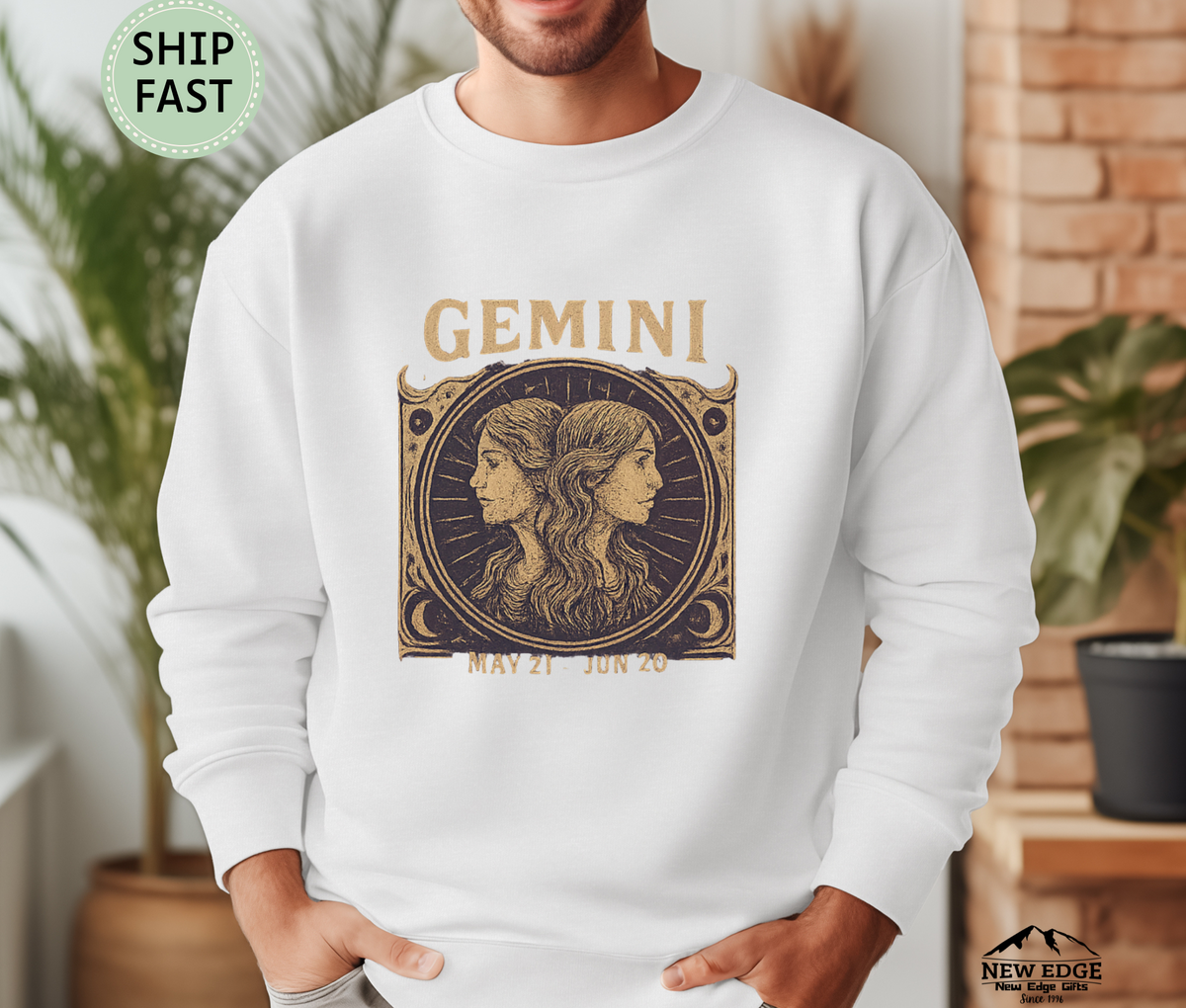 Gemini Zodiac Sweatshirt – Astrology Sign Starry Horoscope Crewneck