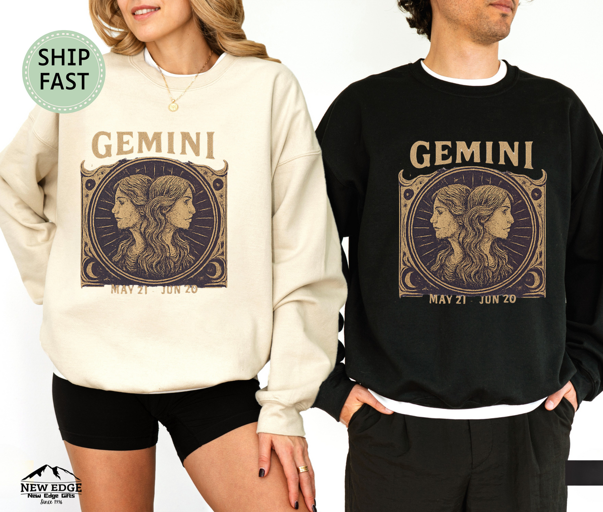 Gemini Zodiac Sweatshirt – Astrology Sign Starry Horoscope Crewneck