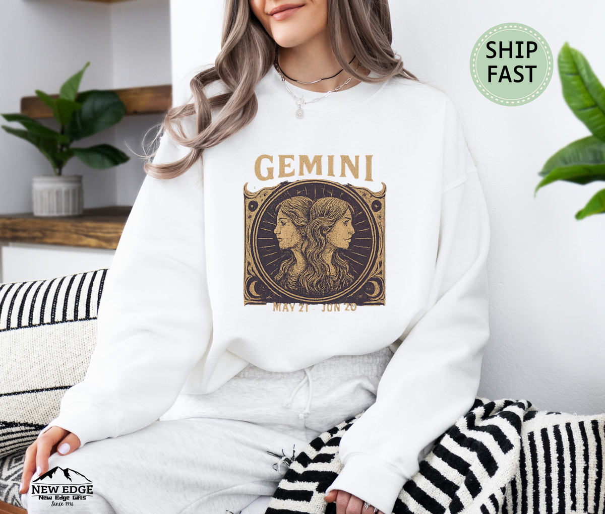 Gemini Zodiac Sweatshirt – Astrology Sign Starry Horoscope Crewneck