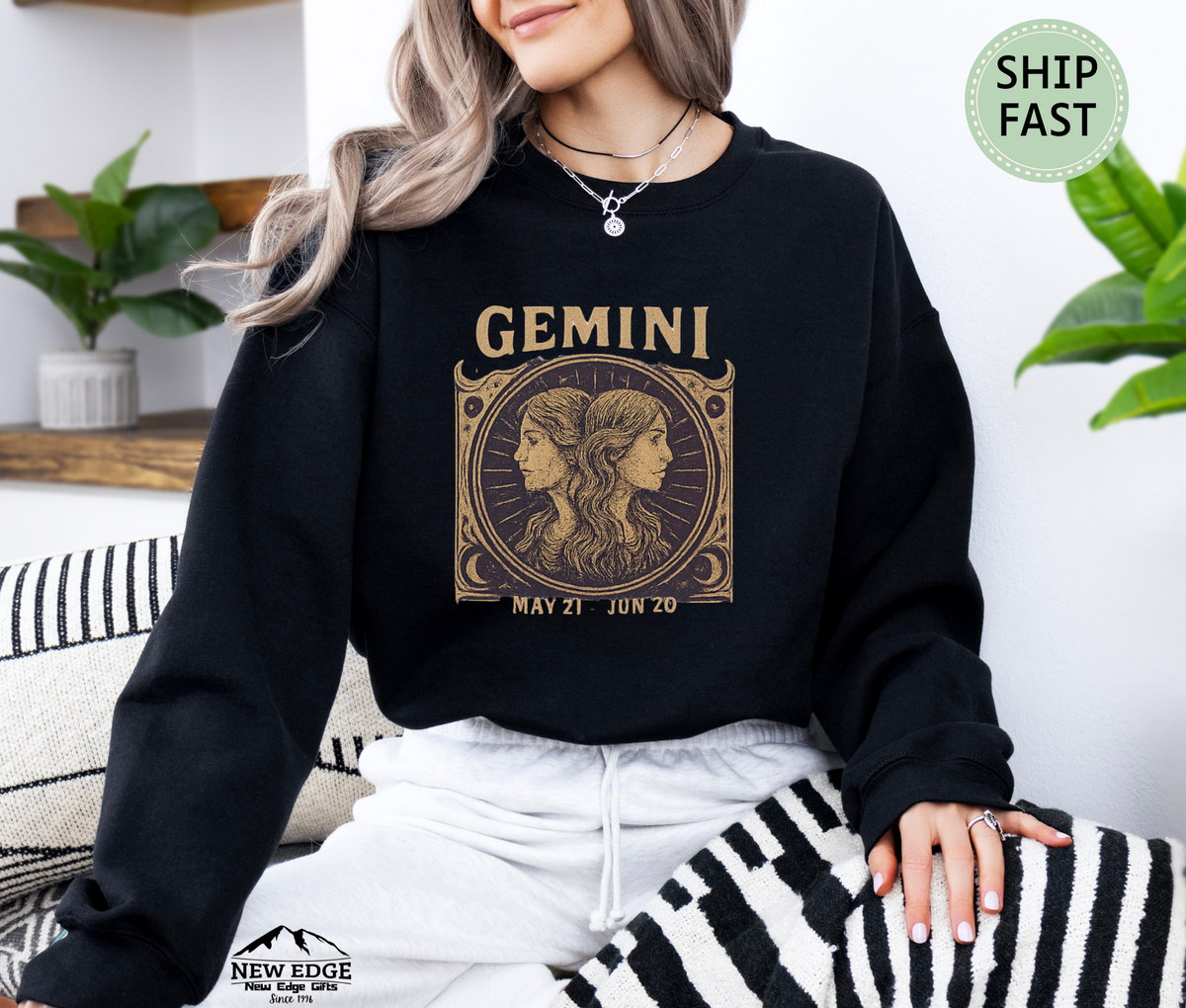 Gemini Zodiac Sweatshirt – Astrology Sign Starry Horoscope Crewneck