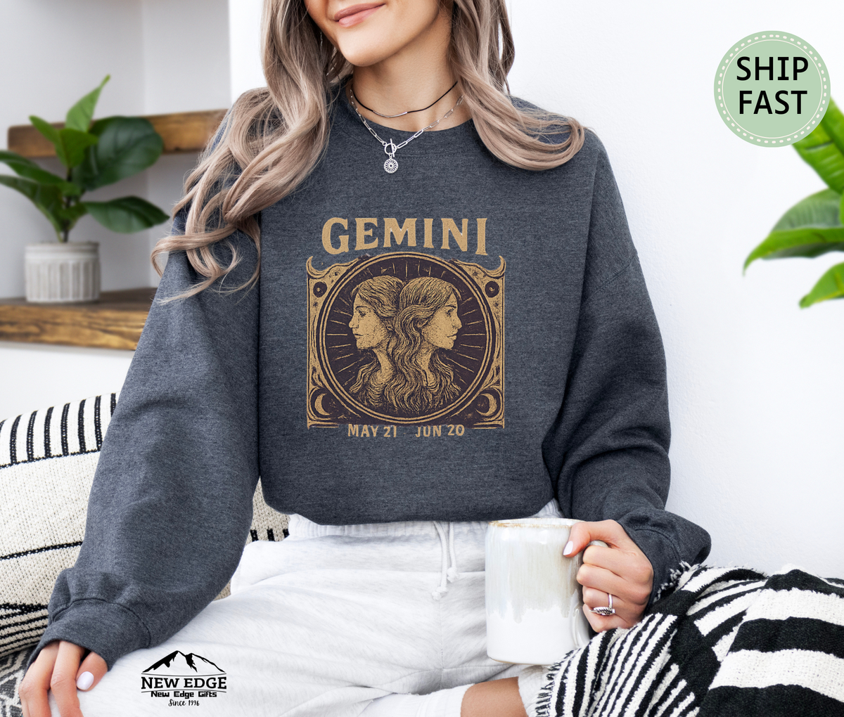 Gemini Zodiac Sweatshirt – Astrology Sign Starry Horoscope Crewneck