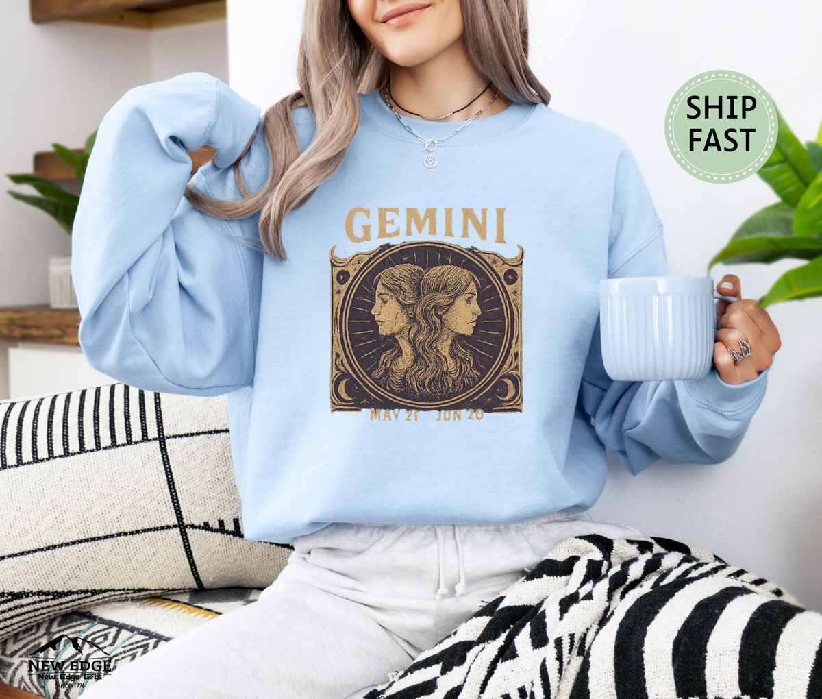 Gemini Zodiac Sweatshirt – Astrology Sign Starry Horoscope Crewneck