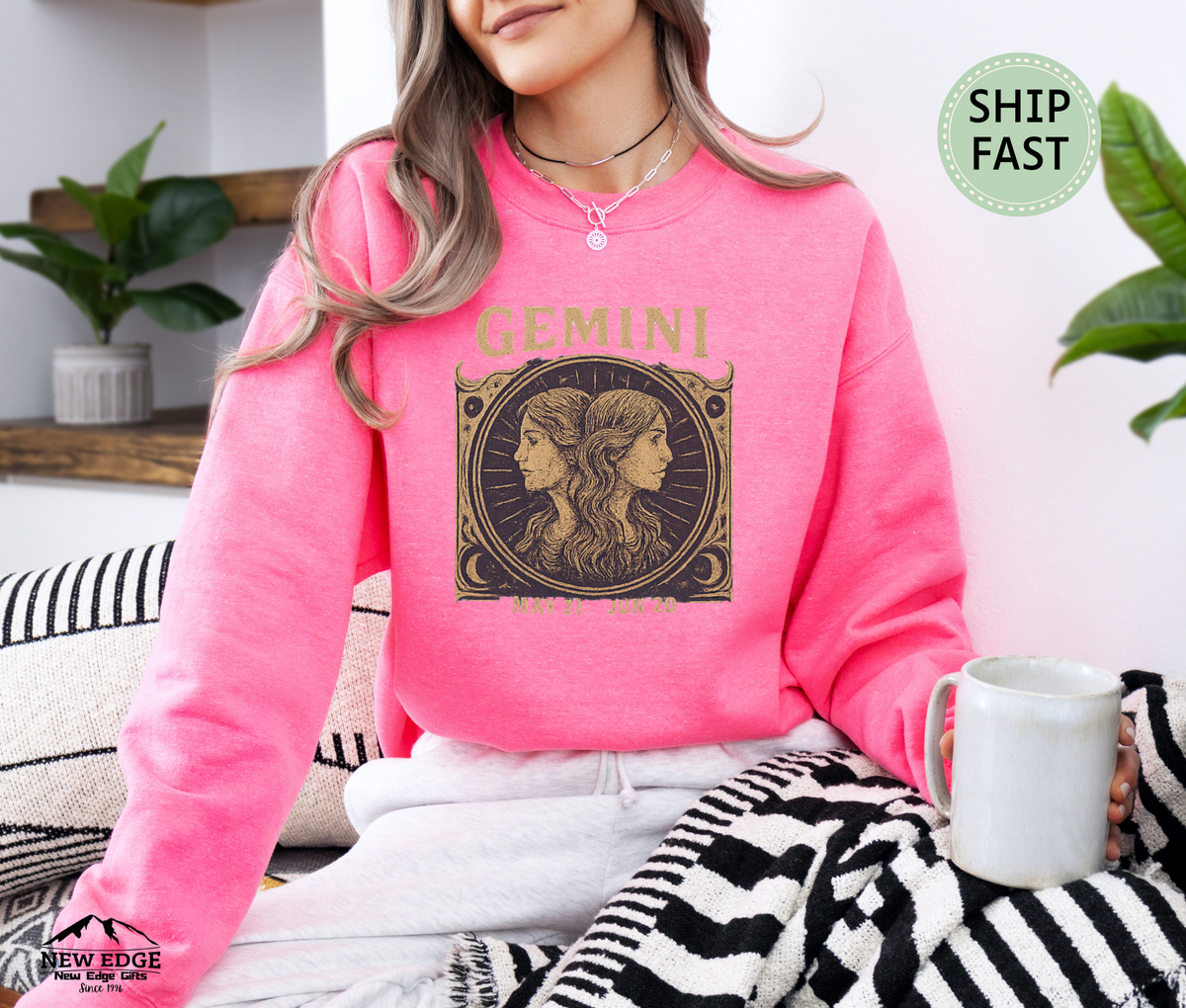 Gemini Zodiac Sweatshirt – Astrology Sign Starry Horoscope Crewneck
