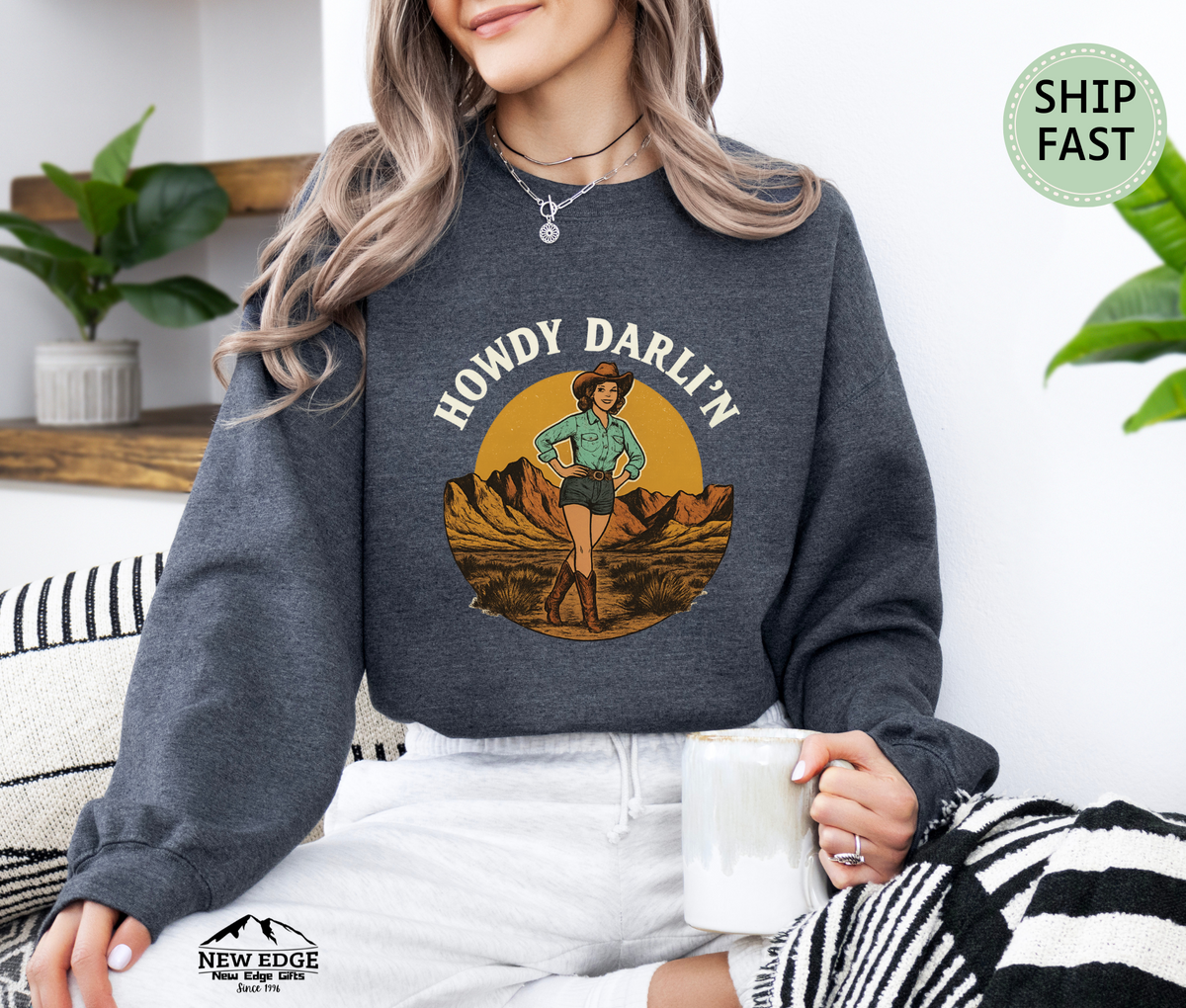 Howdy Darli’n Sweatshirt – Western Cowgirl Country Rodeo Pullover