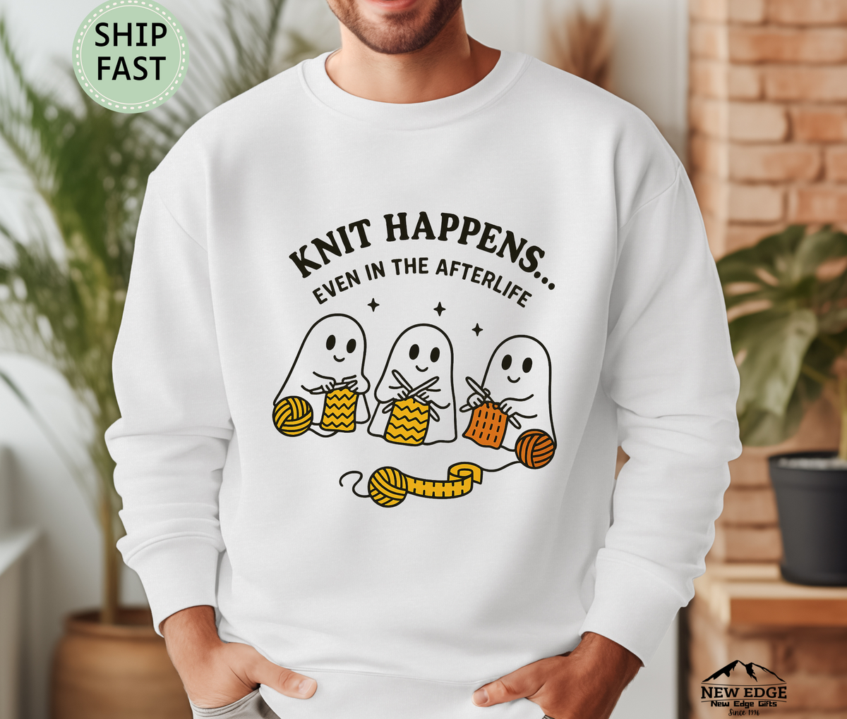Knit Happens Even in the Afterlife Sweatshirt – Funny Knitting Ghost Sweater