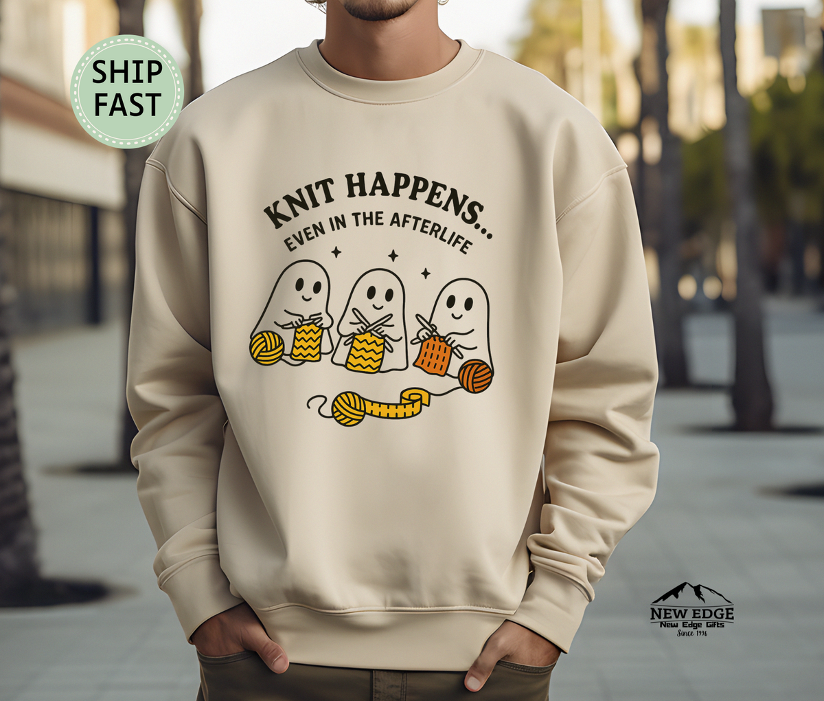 Knit Happens Even in the Afterlife Sweatshirt – Funny Knitting Ghost Sweater