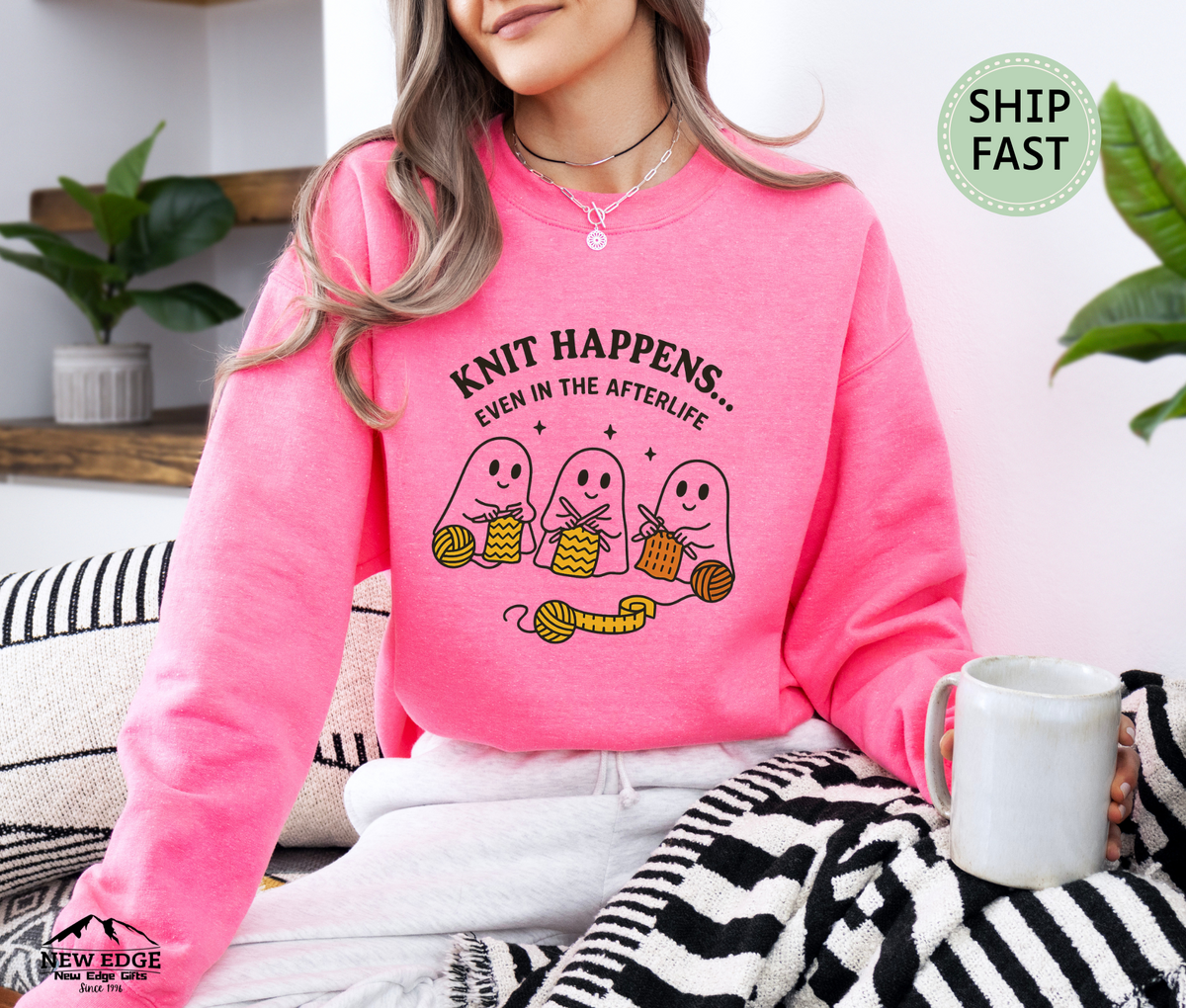 Knit Happens Even in the Afterlife Sweatshirt – Funny Knitting Ghost Sweater