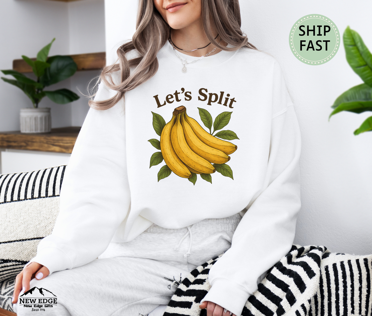 Let’s Split Banana Sweatshirt – Funny Fruit Pun Cozy Sweater