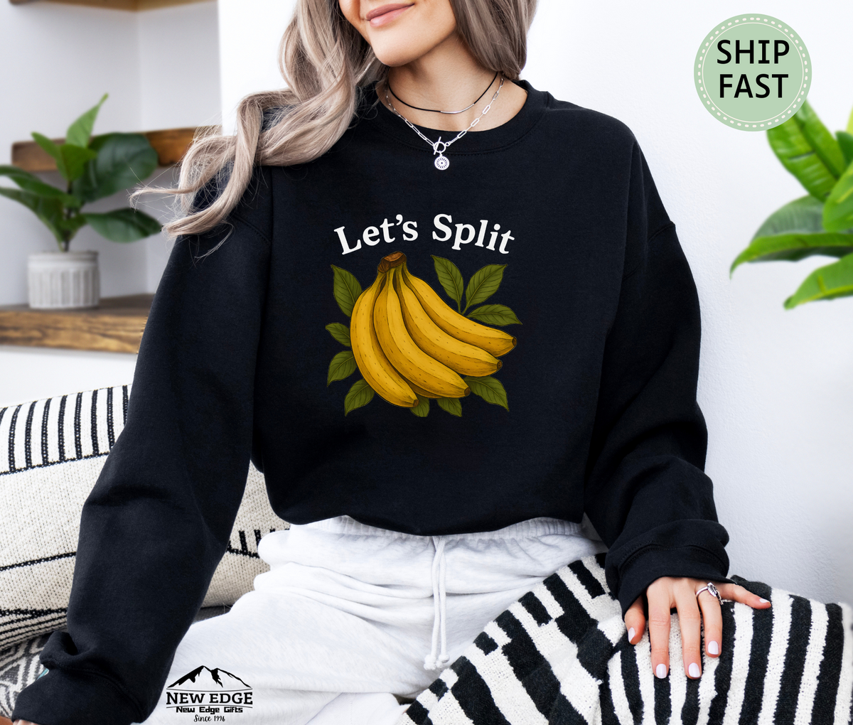 Let’s Split Banana Sweatshirt – Funny Fruit Pun Cozy Sweater