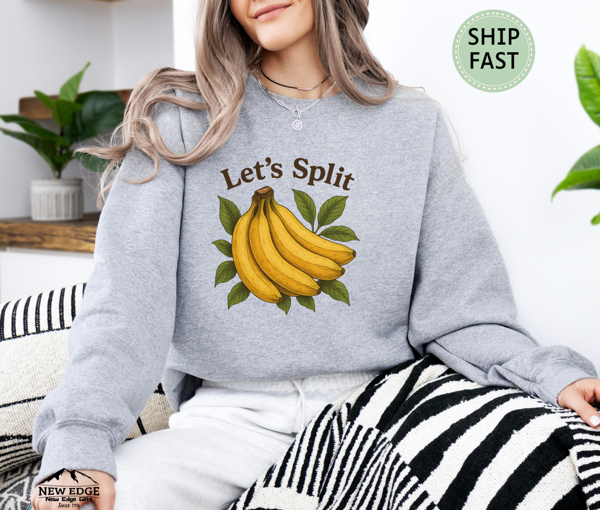 Let’s Split Banana Sweatshirt – Funny Fruit Pun Cozy Sweater