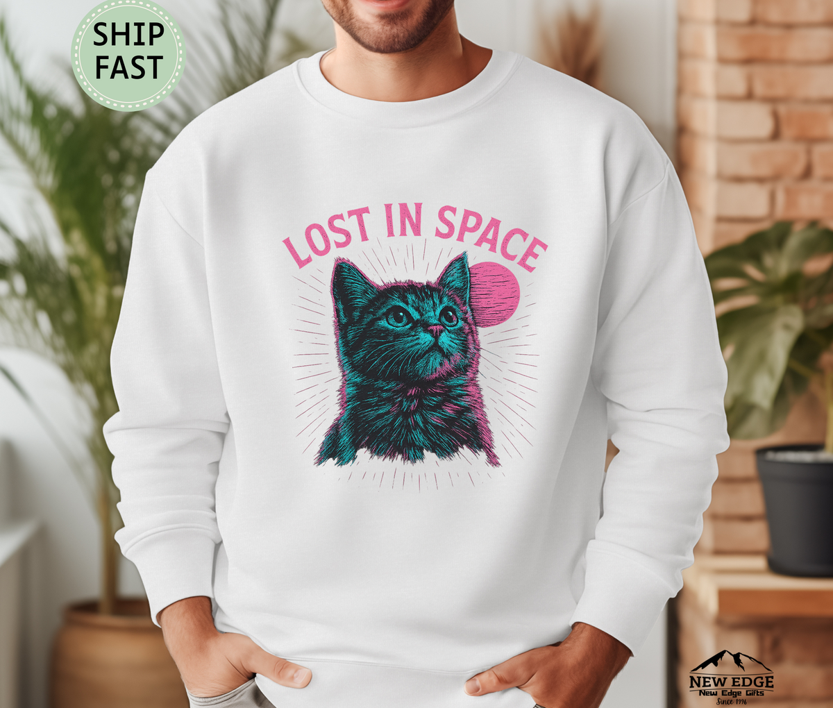 Lost in Space Cat Sweatshirt – Cosmic Kitty Astronaut Sweater