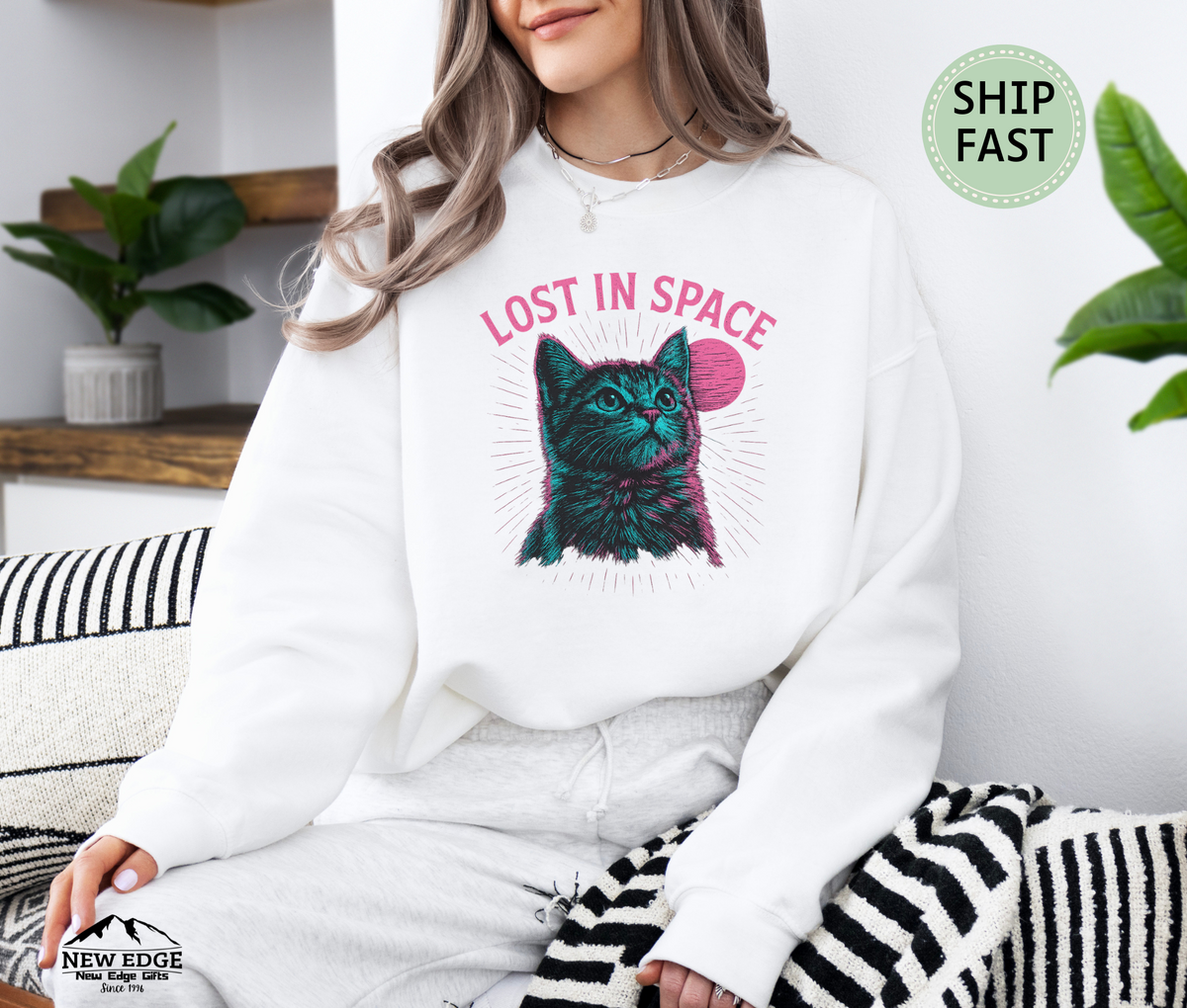 Lost in Space Cat Sweatshirt – Cosmic Kitty Astronaut Sweater