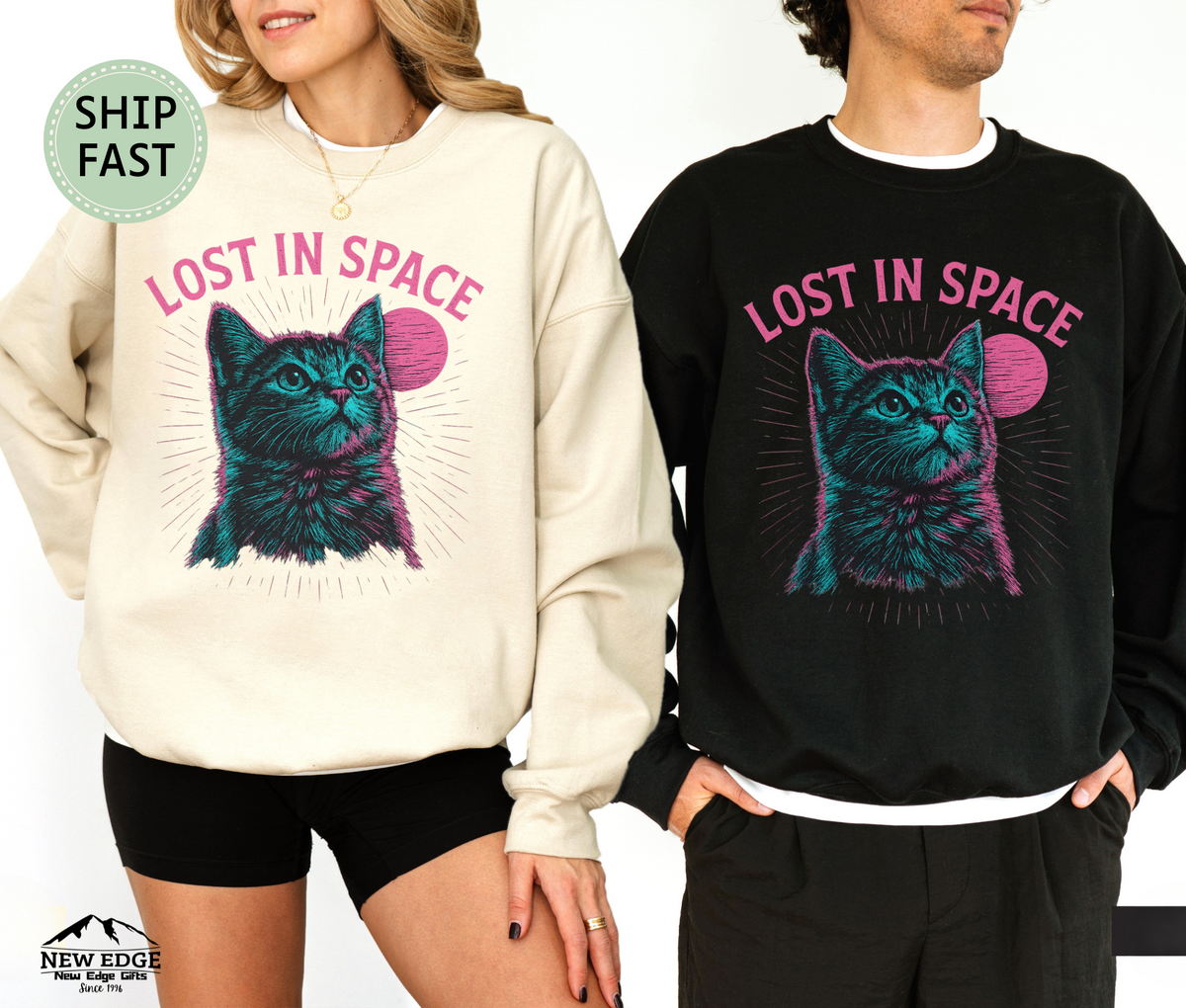 Lost in Space Cat Sweatshirt – Cosmic Kitty Astronaut Sweater