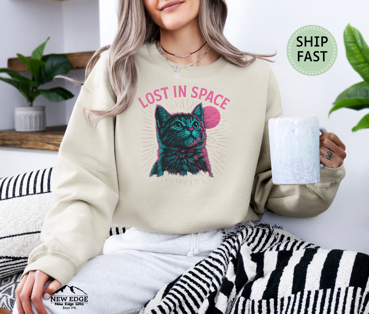 Lost in Space Cat Sweatshirt – Cosmic Kitty Astronaut Sweater