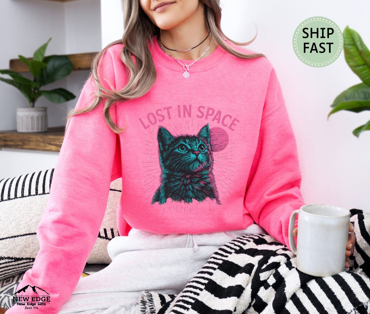 Lost in Space Cat Sweatshirt – Cosmic Kitty Astronaut Sweater