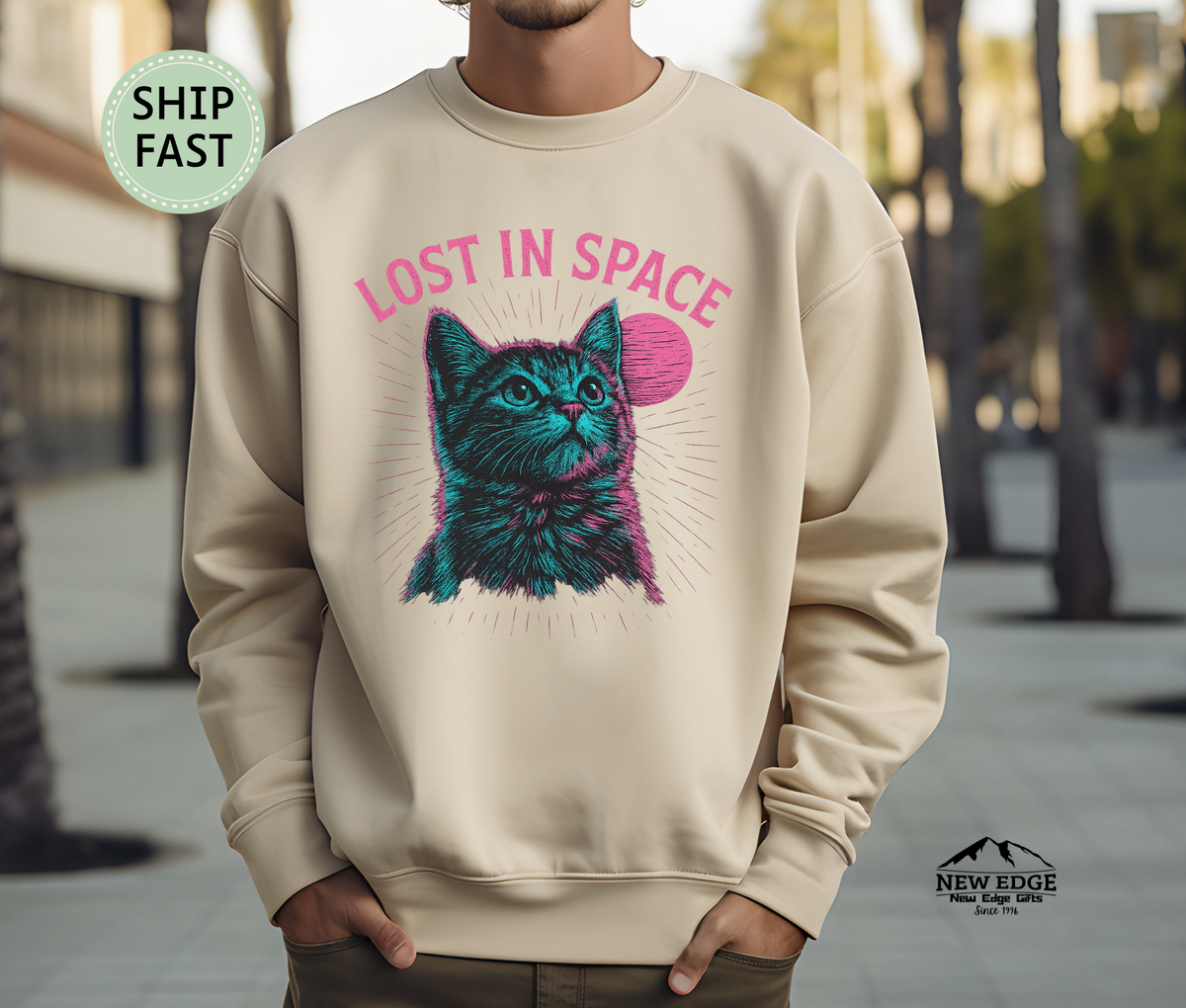 Lost in Space Cat Sweatshirt – Cosmic Kitty Astronaut Sweater