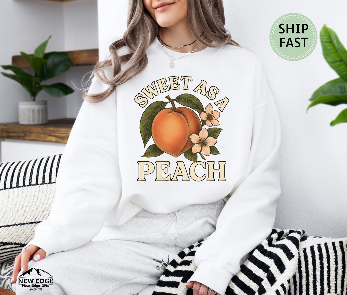 Sweet as a Peach Sweatshirt – Cute Fruit Pun Cozy Sweater