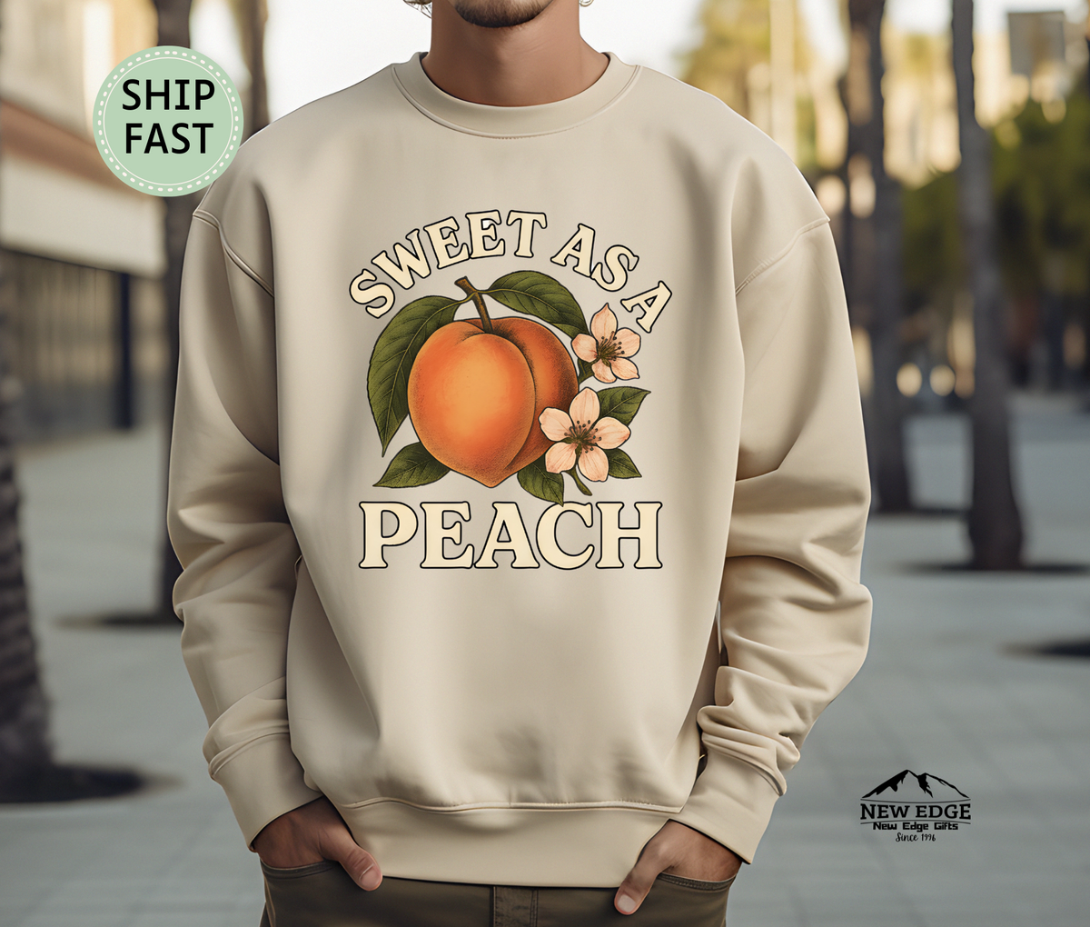 Sweet as a Peach Sweatshirt – Cute Fruit Pun Cozy Sweater