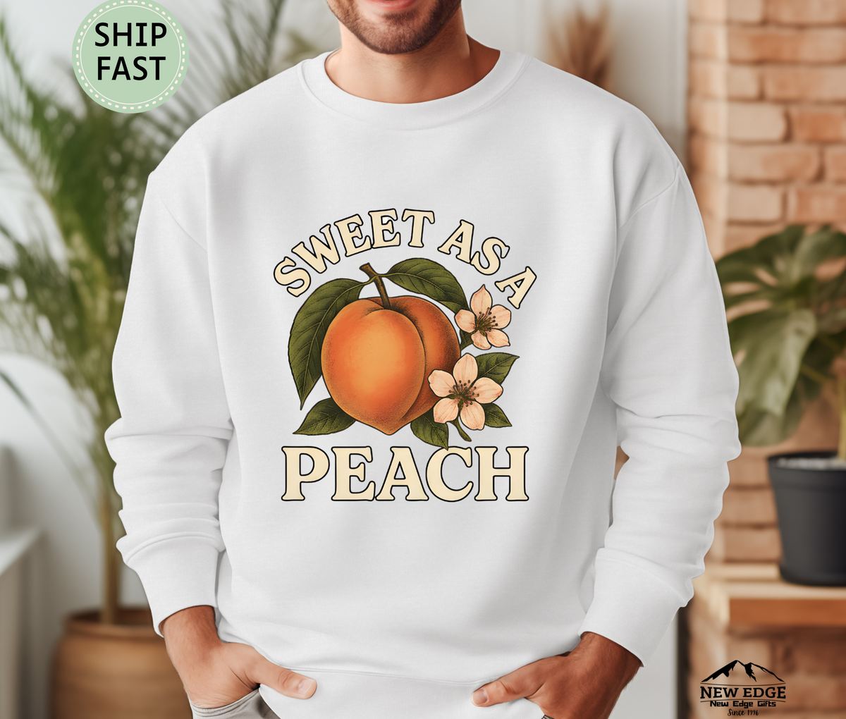 Sweet as a Peach Sweatshirt – Cute Fruit Pun Cozy Sweater