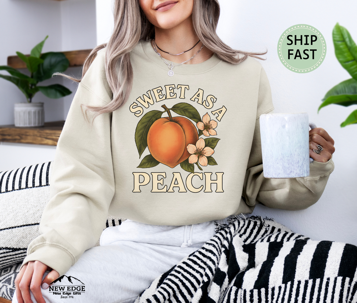 Sweet as a Peach Sweatshirt – Cute Fruit Pun Cozy Sweater