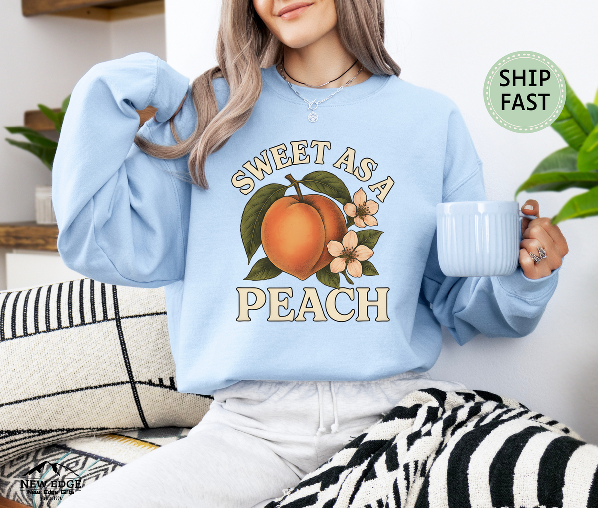 Sweet as a Peach Sweatshirt – Cute Fruit Pun Cozy Sweater