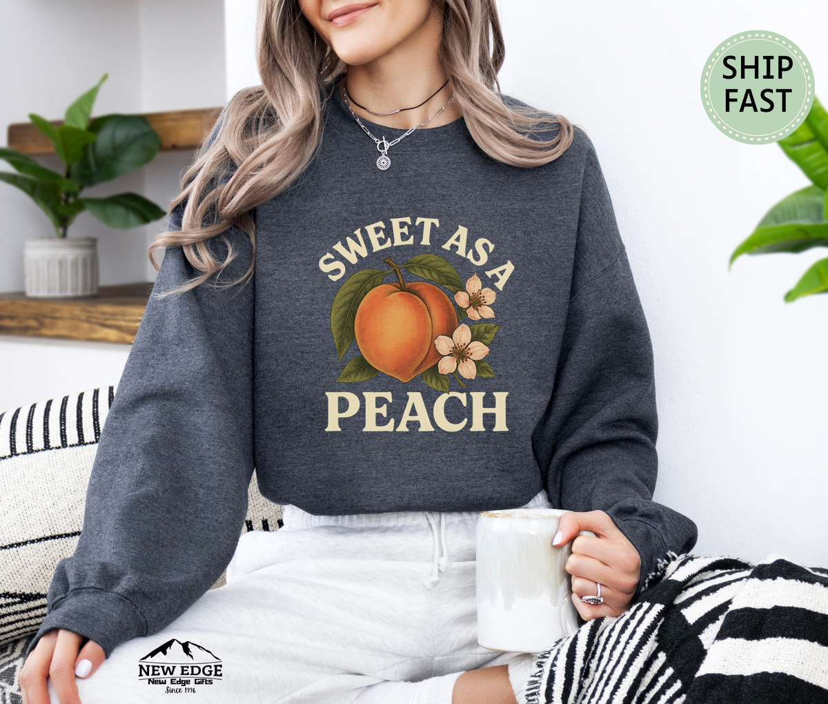 Sweet as a Peach Sweatshirt – Cute Fruit Pun Cozy Sweater