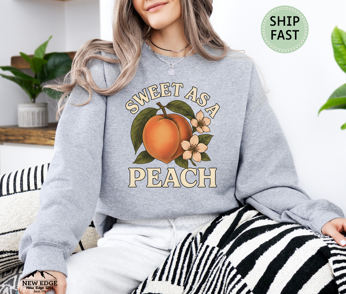 Sweet as a Peach Sweatshirt – Cute Fruit Pun Cozy Sweater
