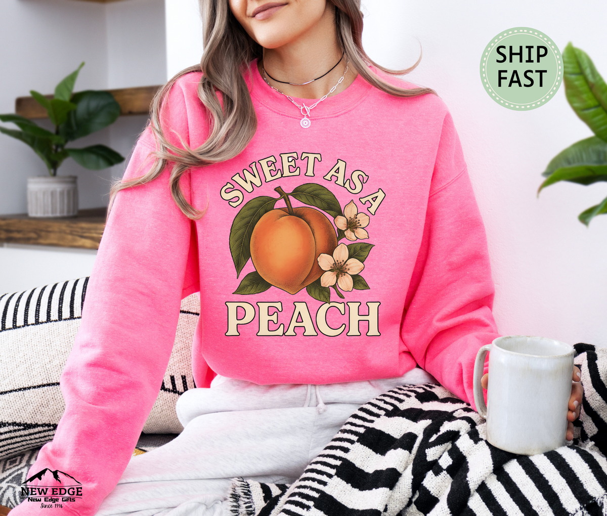 Sweet as a Peach Sweatshirt – Cute Fruit Pun Cozy Sweater