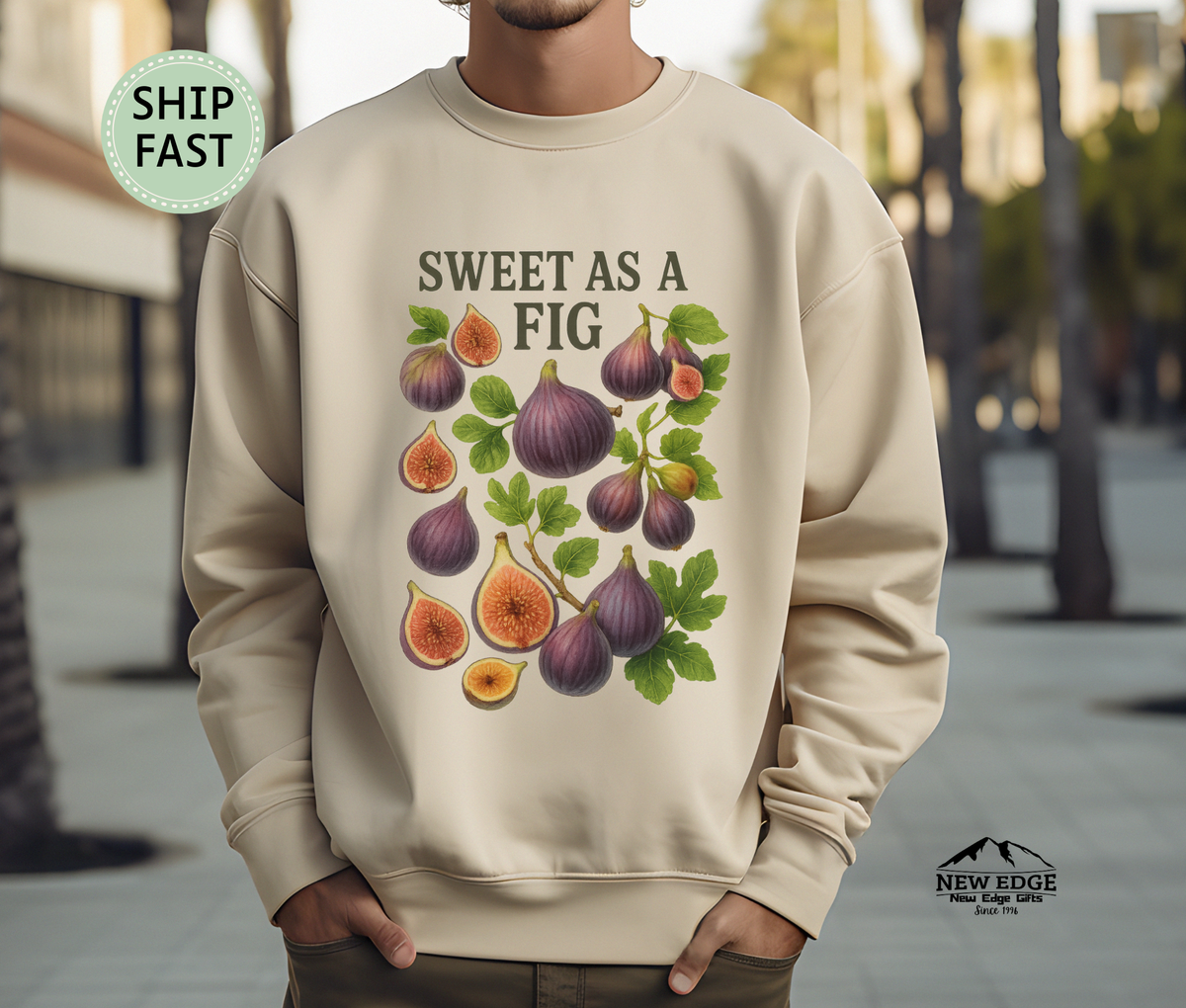 Sweet As A Fig Unisex Sweatshirt – Retro Fruit Graphic Cozy Pullover