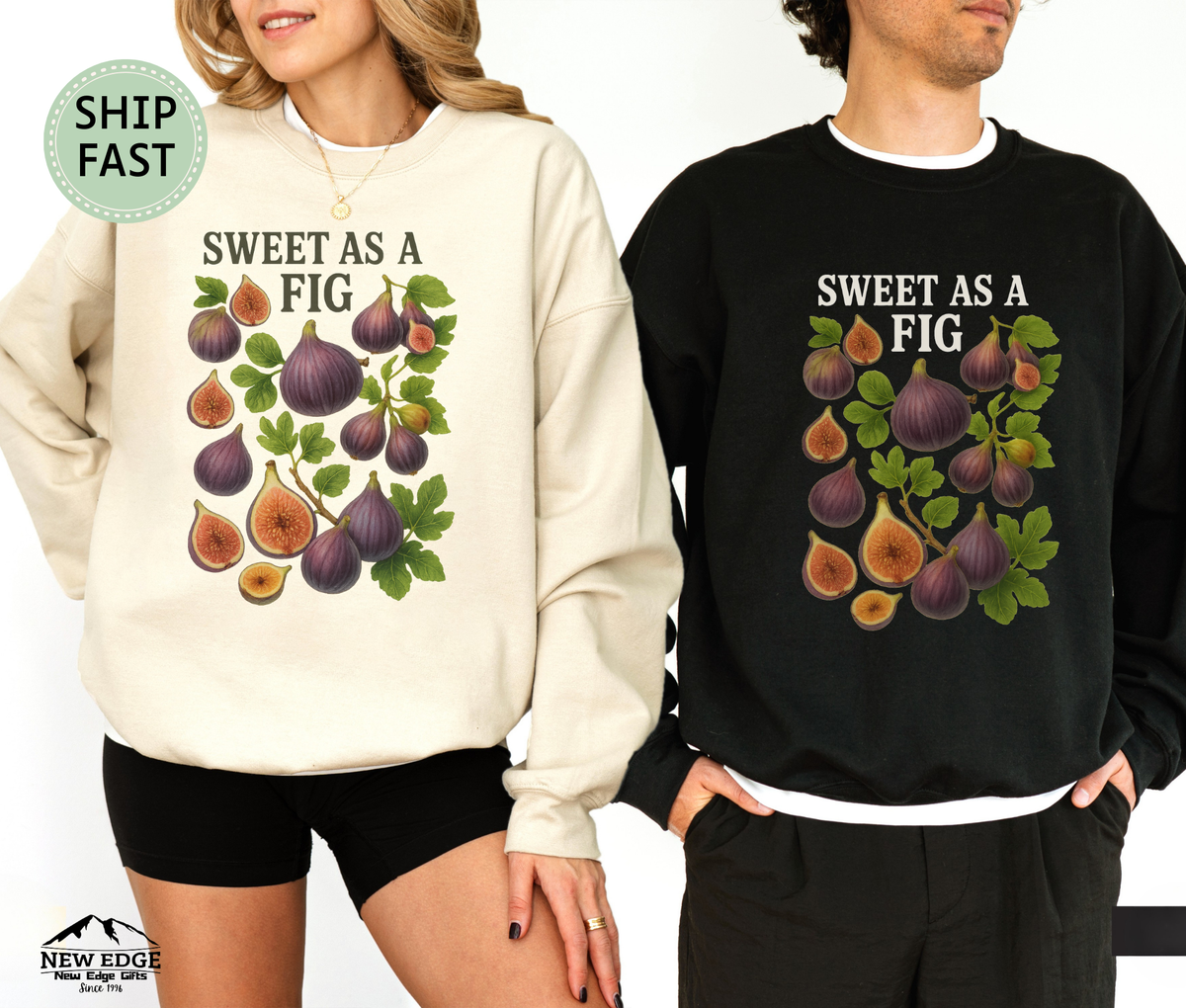 Sweet As A Fig Unisex Sweatshirt – Retro Fruit Graphic Cozy Pullover