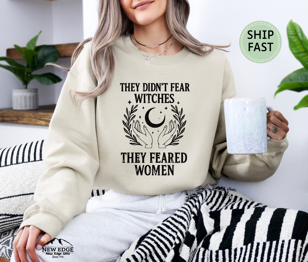 They Didn’t Fear Witches They Feared Women Unisex Sweatshirt – Feminist Moon Graphic