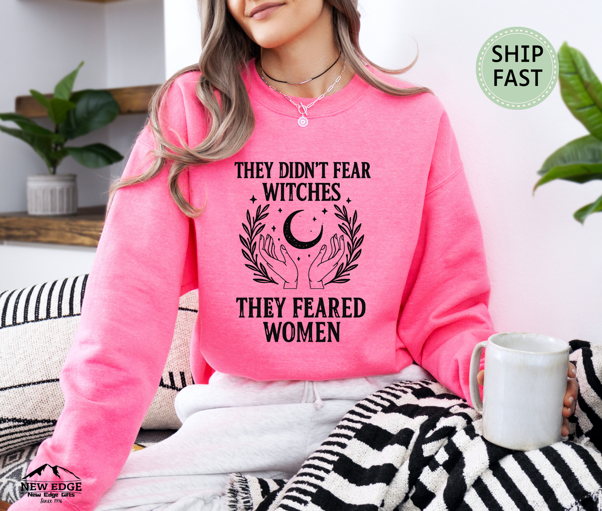 They Didn’t Fear Witches They Feared Women Unisex Sweatshirt – Feminist Moon Graphic