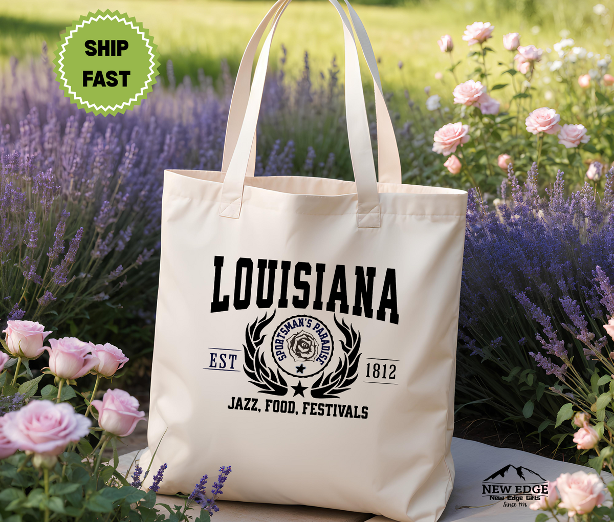 Louisiana State Est. Design Cotton Canvas Tote Bag – Jazz, Food & Festival Heritage