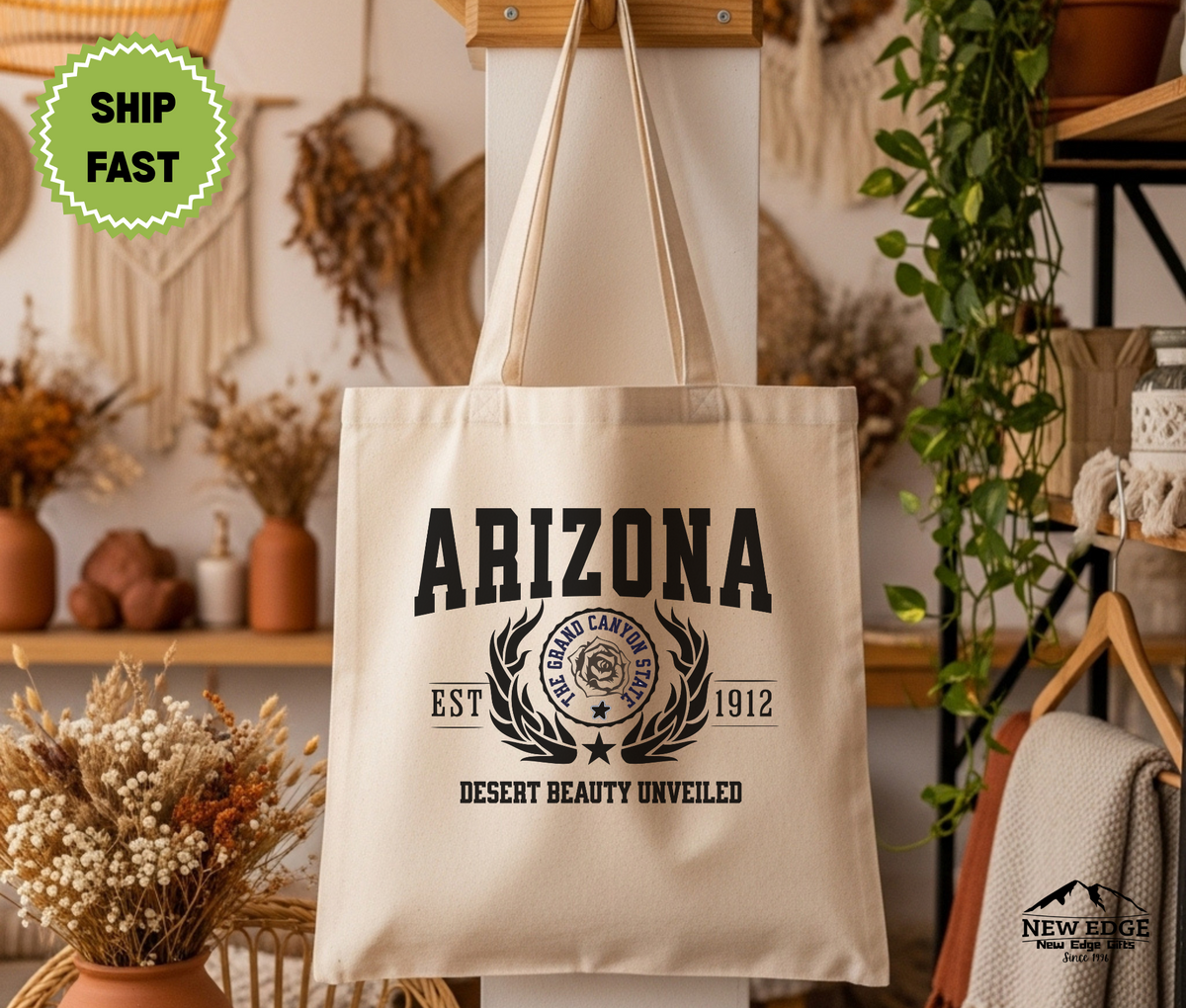 Arizona State Cotton Canvas Tote Bag – “Desert Beauty Unveiled” | USA States Souvenir | Arizona Pride Gift | Eco Travel Tote