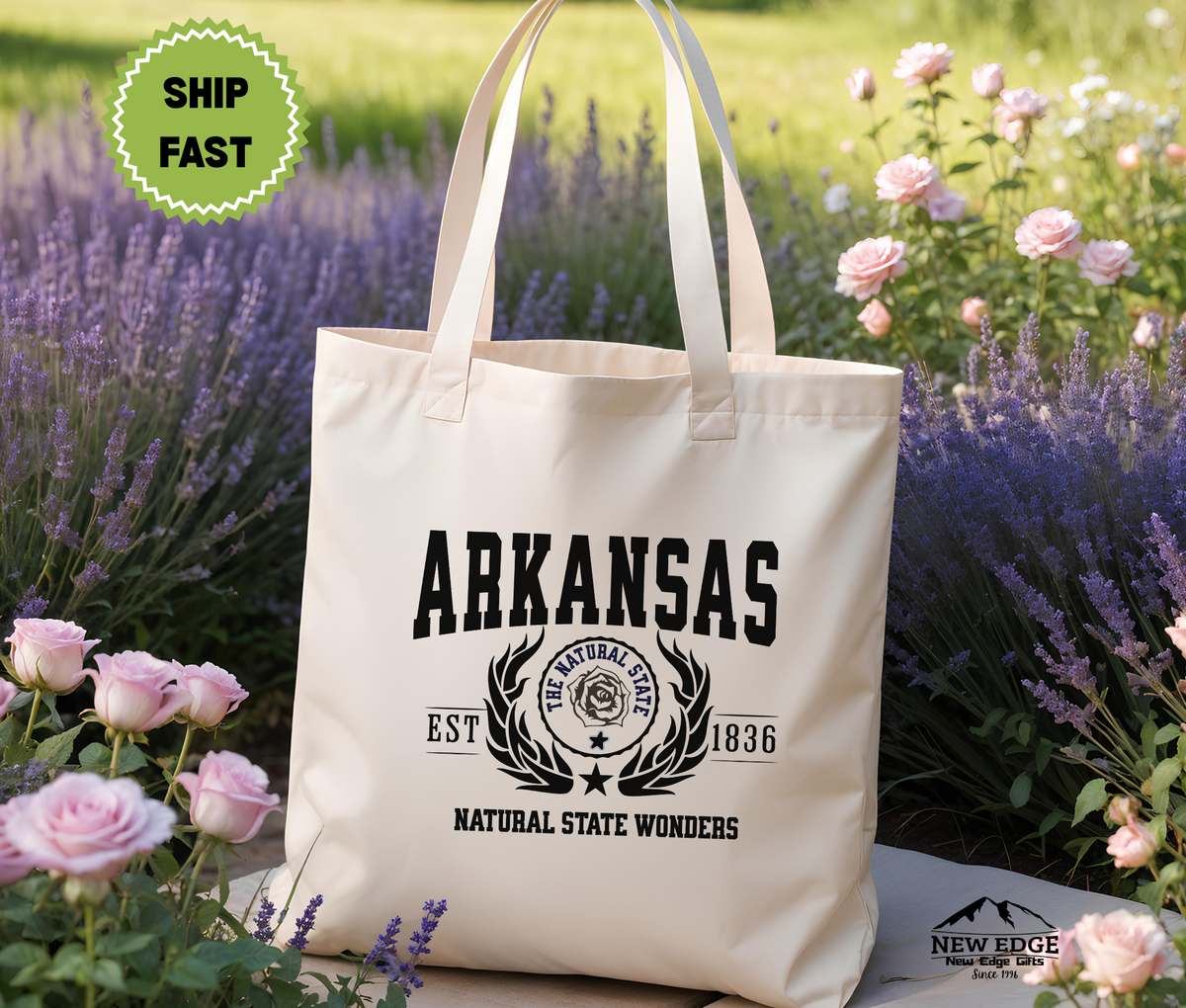 Arkansas State Cotton Canvas Tote Bag, “Natural State Wonders”, USA States Souvenir, Arkansas Pride Gift, Eco Travel Tote