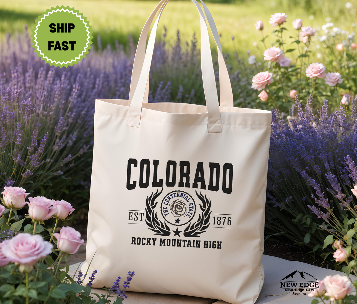 Colorado State Cotton Canvas Tote Bag, “Rocky Mountain High”, USA States Souvenir, Colorado Pride Gift, Eco Travel Tote
