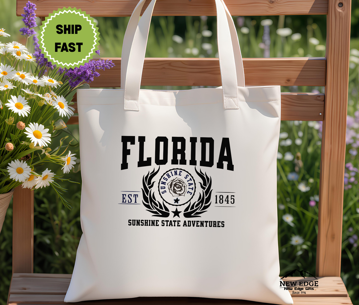 Florida State Cotton Canvas Tote Bag, “Sunshine State Adventures”, USA States Souvenir, Florida Pride Gift, Eco Travel Tote