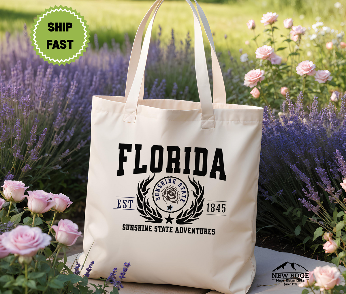 Florida State Cotton Canvas Tote Bag, “Sunshine State Adventures”, USA States Souvenir, Florida Pride Gift, Eco Travel Tote