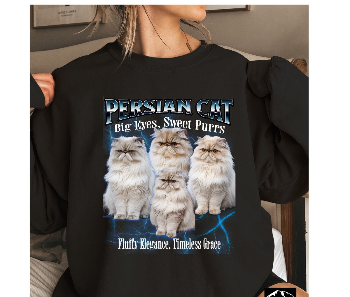 Persian Cat Unisex Sweatshirt – “Big Eyes, Sweet Purrs, Fluff Elegance, Timeless Grace” | Cozy Cat Lover Pullover | Persian Cat Gift | New Edge Gifts & Novelties