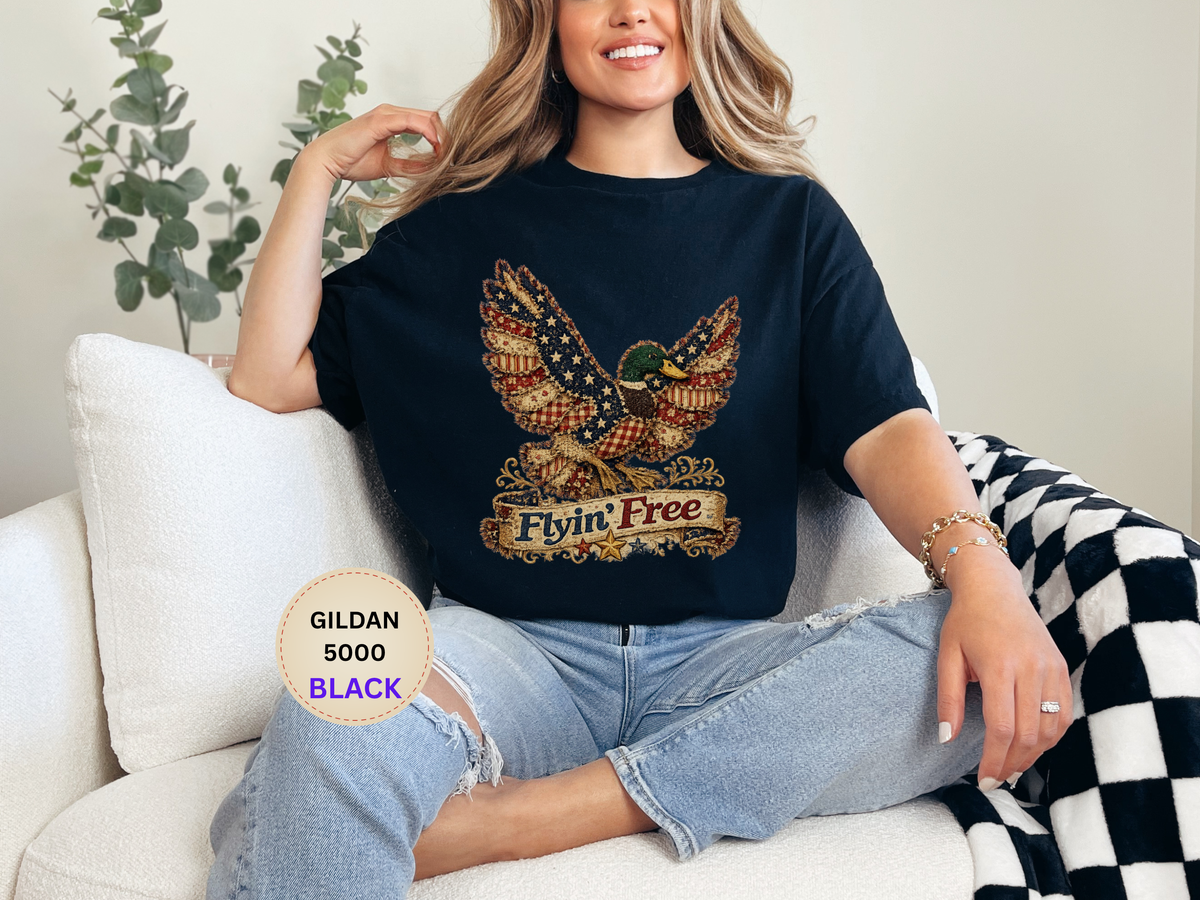 Flyin' Free Eagle T-Shirt — Patriotic Vintage Flag Graphic Tee