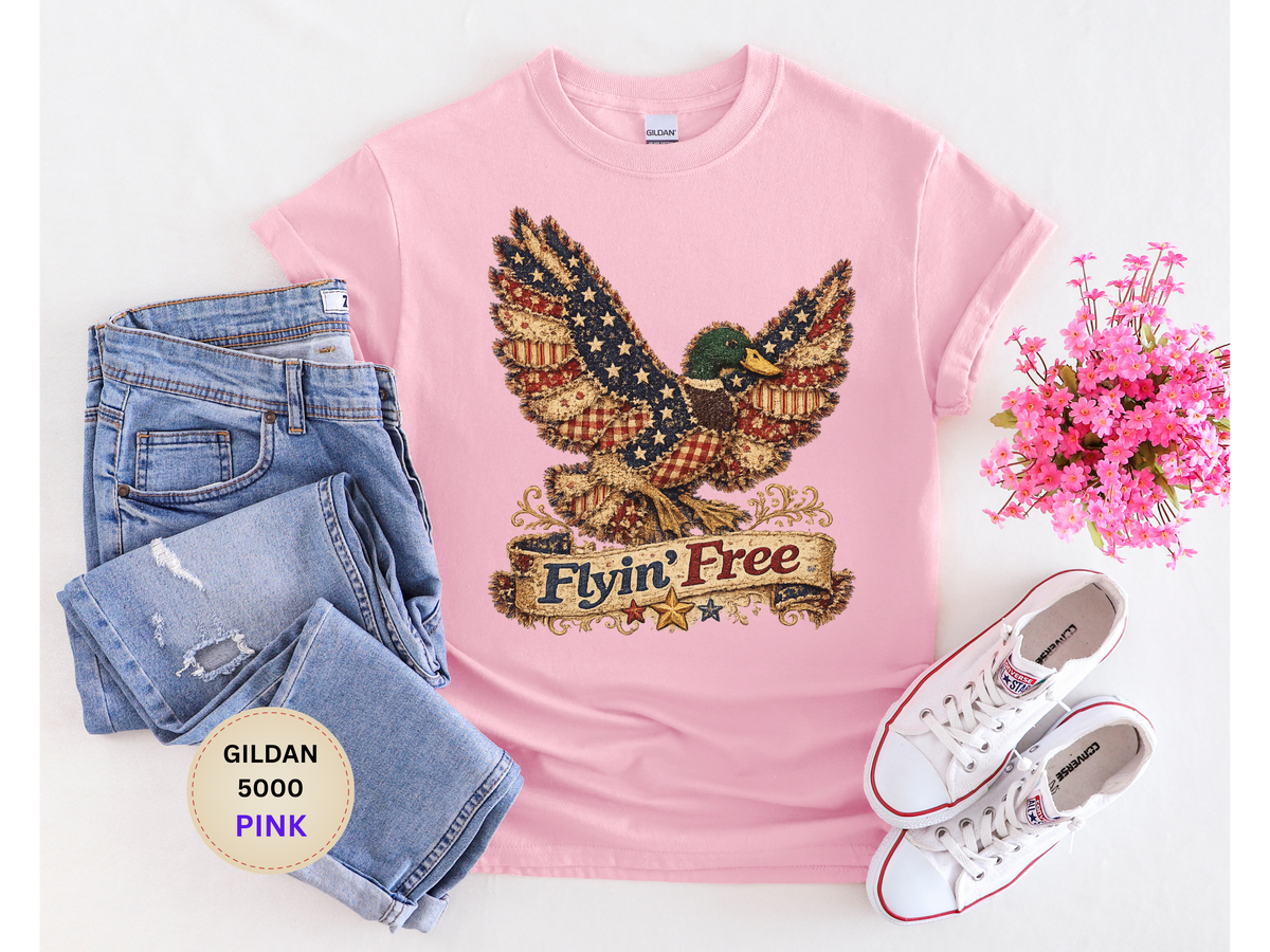 Flyin' Free Eagle T-Shirt — Patriotic Vintage Flag Graphic Tee