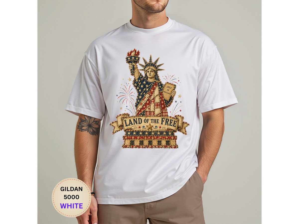 Statue of Liberty "Land of the Free" Graphic Tee — Patriotic American Freedom T-Shirt