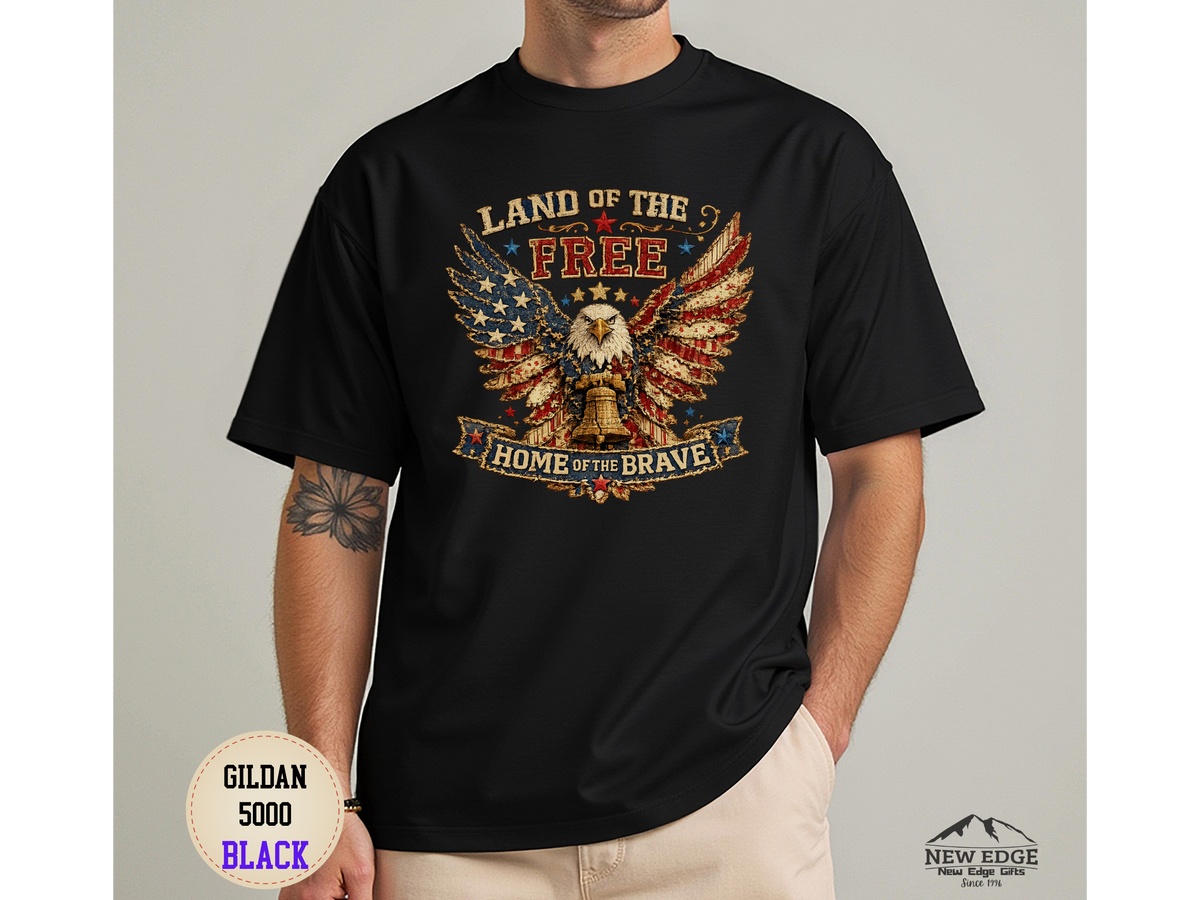 Patriotic Eagle T-Shirt — "Land of the Free, Home of the Brave" Graphic Tee