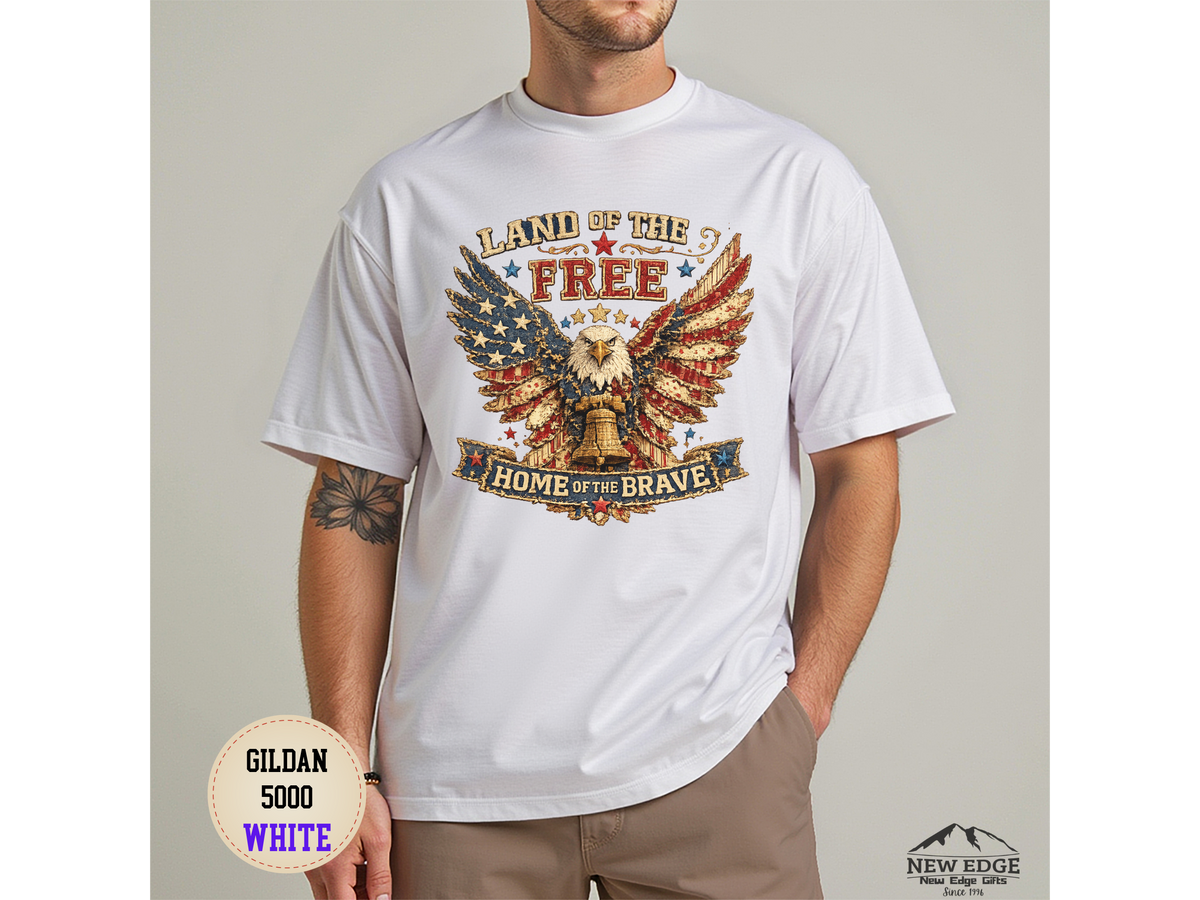 Patriotic Eagle T-Shirt — "Land of the Free, Home of the Brave" Graphic Tee