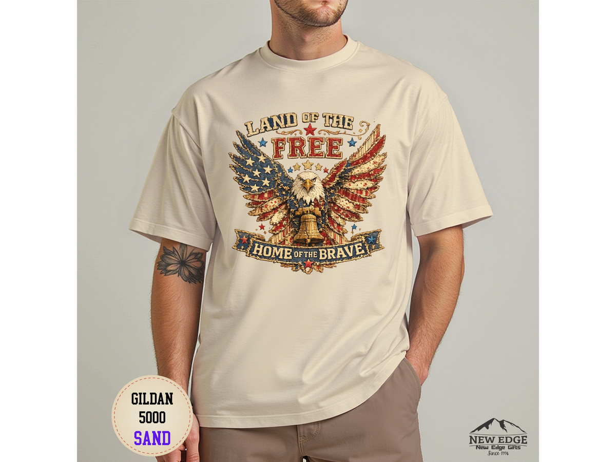 Patriotic Eagle T-Shirt — "Land of the Free, Home of the Brave" Graphic Tee