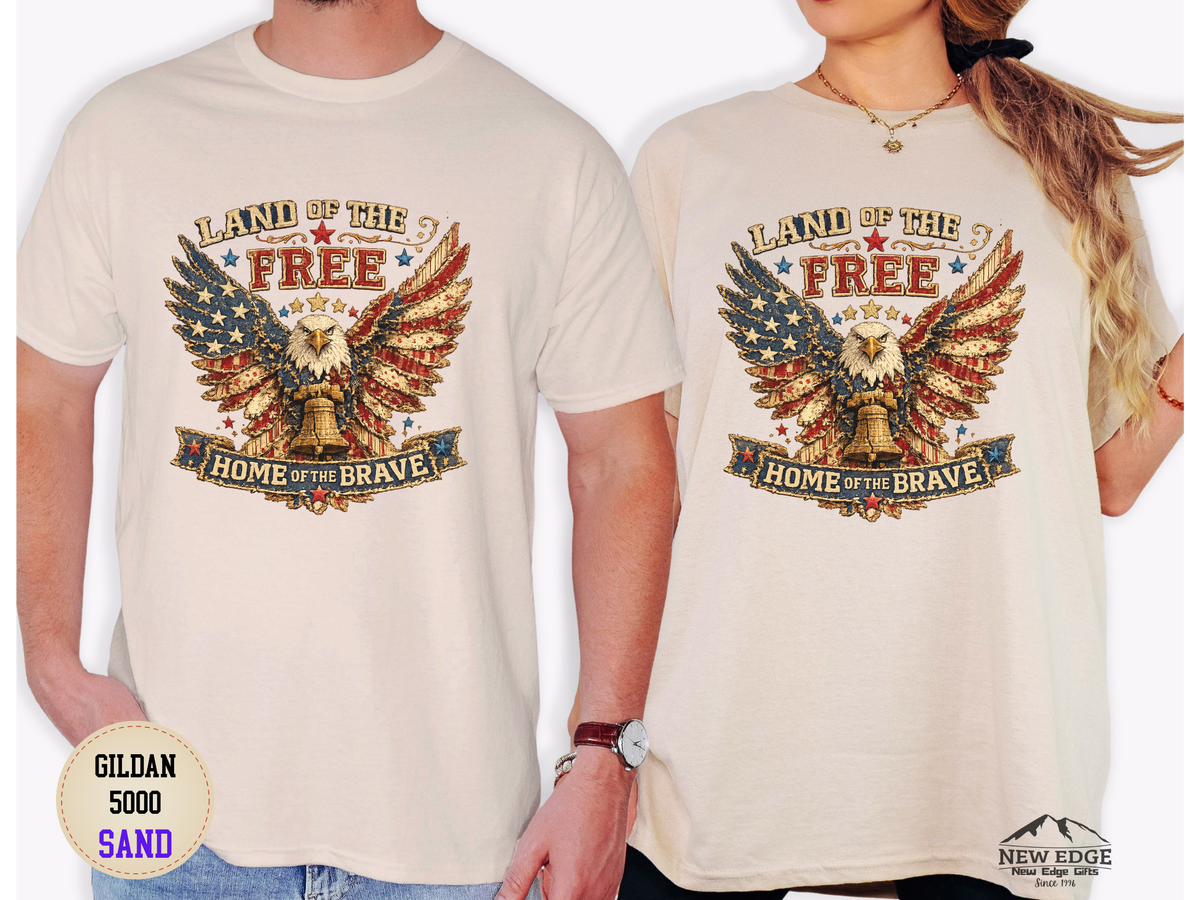 Patriotic Eagle T-Shirt — "Land of the Free, Home of the Brave" Graphic Tee