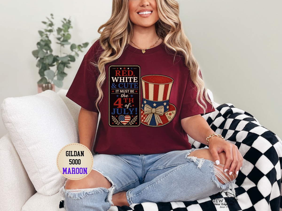 Patriotic 4th of July Tee – "Red, White & I Must Be the 4th" Uncle Sam Hat Design