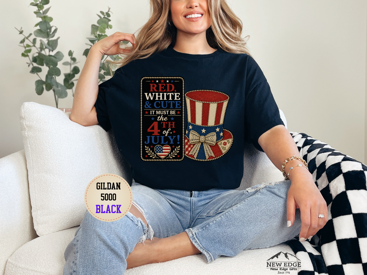 Patriotic 4th of July Tee – "Red, White & I Must Be the 4th" Uncle Sam Hat Design